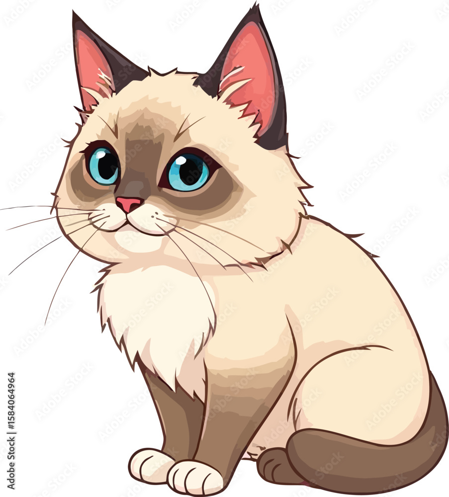 Fototapeta premium Cute cartoon a illustrator vector balinese cat