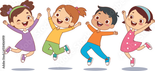 Joyful children jumping with excitement and happiness happy excited