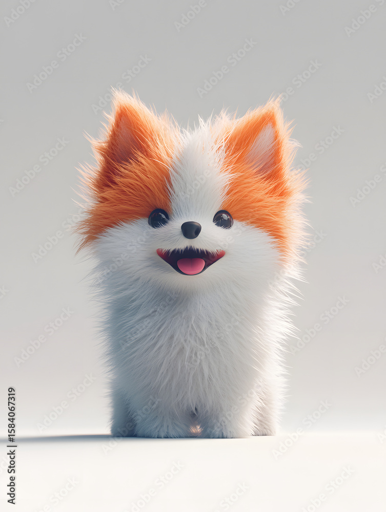 Obraz premium Fluffy Orange and White Pomeranian Puppy