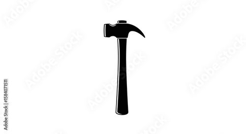 Vector illustration of a black hammer tool for construction and repair work equipment isolated on white background