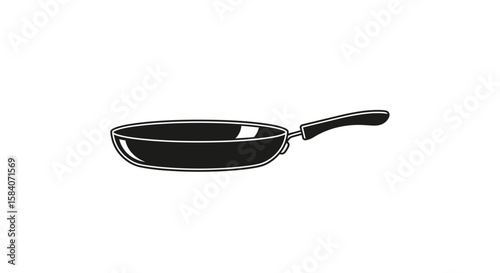 Vector illustration of a black frying pan for cooking and kitchenware needs and culinary applications online
