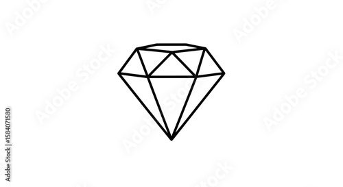 Vector diamond outline vector icon illustration, gemstone jewelry drawing, luxury brilliant stone design element, gem