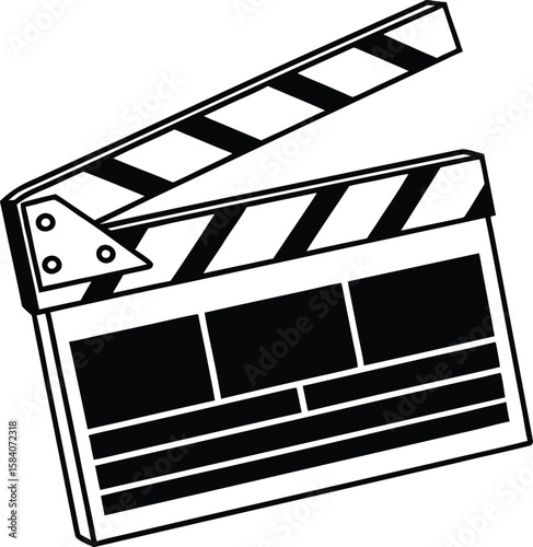 Classic film clapperboard silhouette for movie production and entertainment