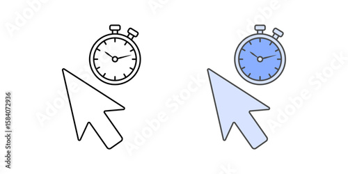 Auto-click tool icon showing a cursor with a timer symbol, ideal for motor accessibility, hands-free clicking, and assistive automation technology illustrations.