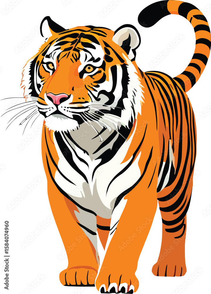Obraz premium Cute cartoon a illustrator vector Bengal tiger