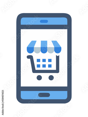 Mobile Shopping Cart Icon on Smartphone