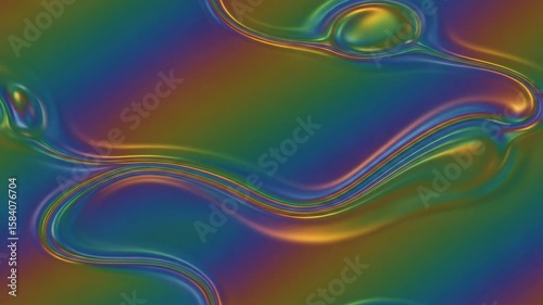 Abstract Rainbow Fluid Motion with Glossy Surface - Psychedelic Animation 4K

