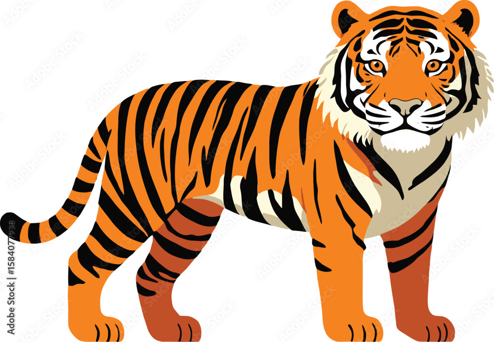 Obraz premium Cute cartoon a illustrator vector Bengal tiger