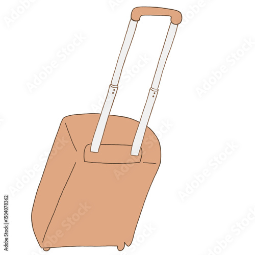 キャリー　旅行　趣味　イラスト　オレンジ　単体　　イラスト