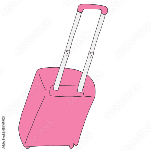 キャリー　旅行　趣味　イラスト　フラミンゴ色　単体　イラスト