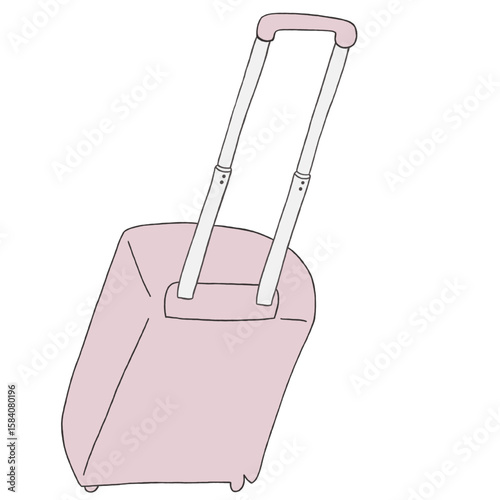 キャリー　旅行　趣味　イラスト　薄ピンク　単体　　イラスト