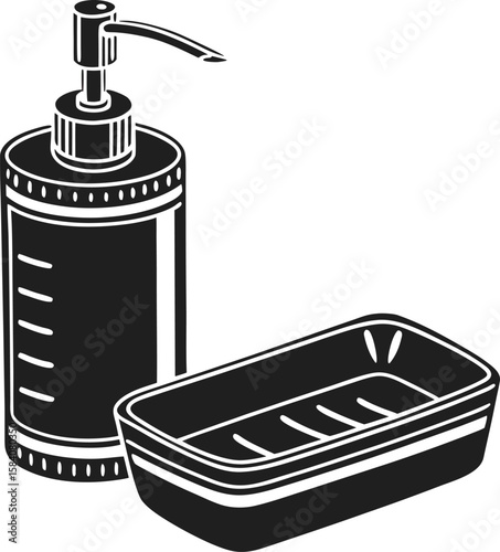 Simple black soap dispenser silhouette graphic
