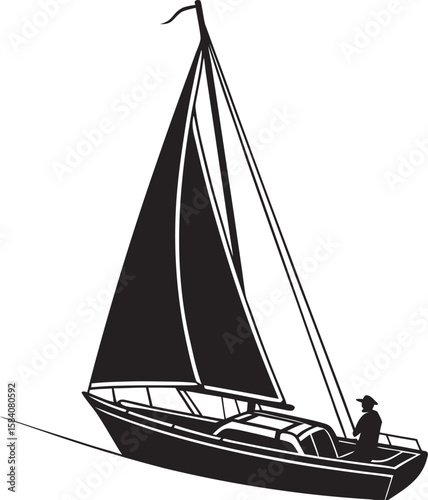 Side view of a sailing boat silhouette