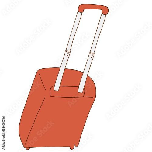 キャリー　旅行　趣味　イラスト　オレンジ　単体　　イラスト