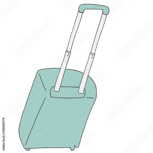 キャリー　旅行　趣味　イラスト　水色　単体　　イラスト