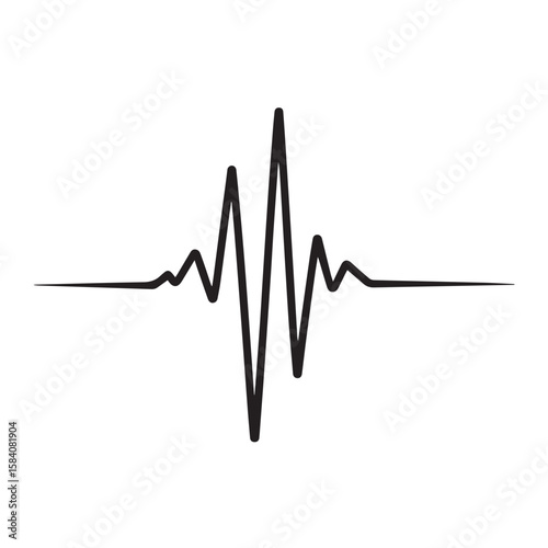 A black electrocardiogram ecg line representing a heartbeat or pulse, isolated on a plain white background