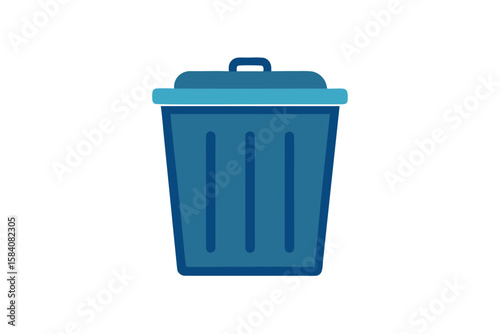 Trash Bin With Lid Open Vector Icon On White Background