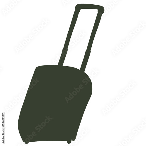 キャリー　旅行　趣味　イラスト　濃い緑　単体　シークレット