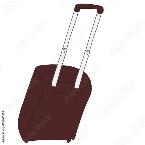 キャリー　旅行　趣味　イラスト　こげ茶色　単体　　イラスト