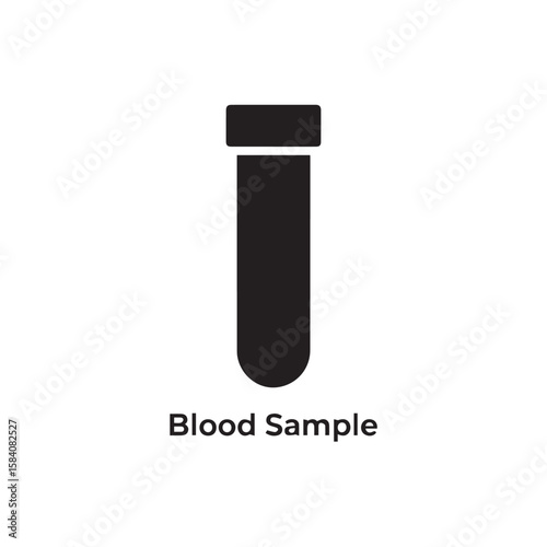 A black silhouette of a blood sample tube, indicating a medical test or laboratory analysis