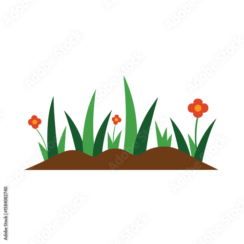 Stylized Grass Line Separating Dirt And Pavement
