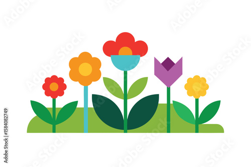 Stylized Garden Zone Divided By Flower Colors