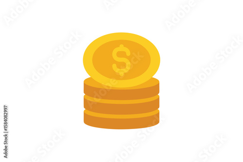 Stack Of Coins With Dollar Sign Vector Art