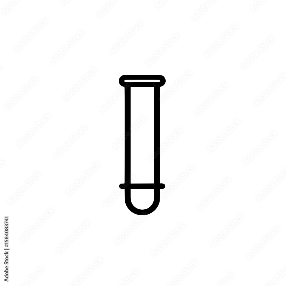 Minimalist icon of a vertical test tube used in chemistry and scientific laboratory experiments Minimalist icon of a vertical test tube used in chemistry and scientific laboratory experiments