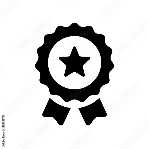 Achievement badge icon with star in center representing award, honor, certification, or prize