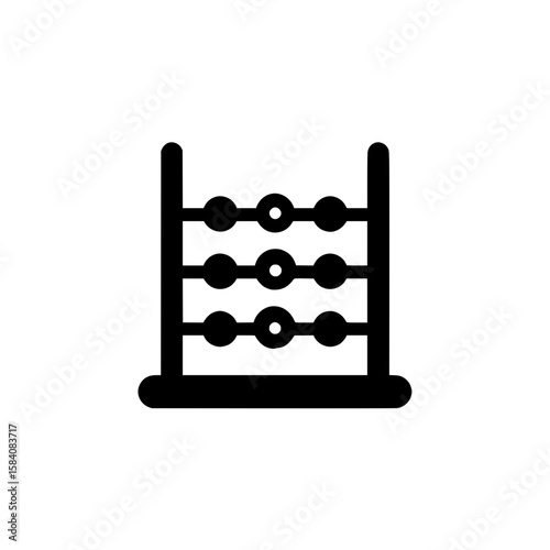Minimal black icon of traditional abacus used for counting, learning, and early mathematics education