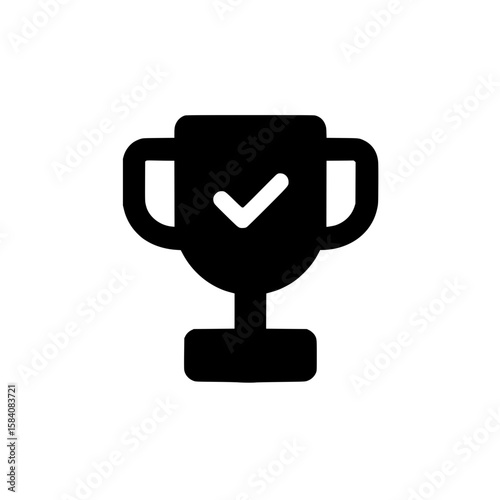 Icon of a trophy with a checkmark symbol representing successful achievement or verification