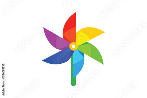 Pinwheel Toy With Six Blades In Vibrant Alternating Colors