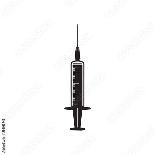 A medical syringe with a needle, ready for injection, symbolizing healthcare and treatment