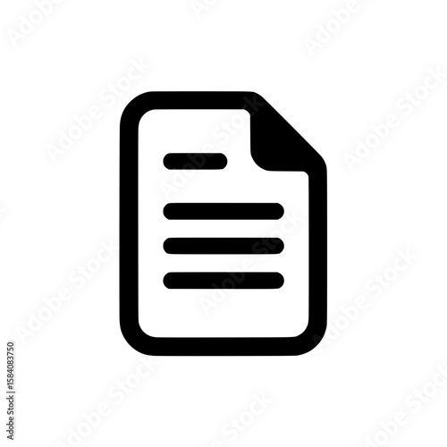 Icon of a single document page with text lines representing digital file, contract, or written content