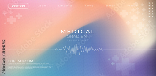 Soft Pastel Medical Gradient Background with Abstract Health Symbols