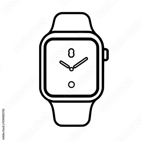 Outline icon of a smartwatch showing analog-style time display representing wearable time device
