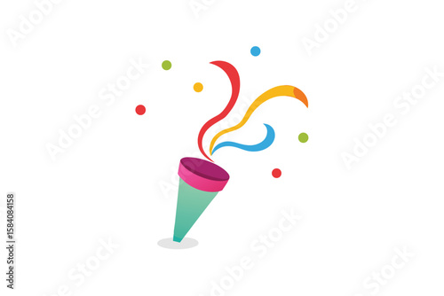 Multicolor Swirly Confetti Coming Out From A Burst