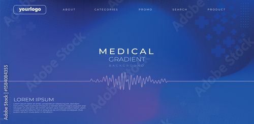 Modern medical background with waveform graphic and cross elements, ideal for health, science, or technology presentations.