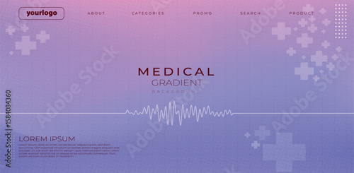 Modern medical background with waveform graphic and cross elements, ideal for health, science, or technology presentations.