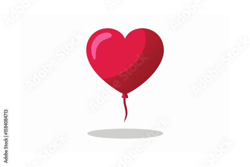 Helium Balloon In Heart Shape With Shine And Shadow