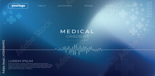 Modern medical background with waveform graphic and cross elements, ideal for health, science, or technology presentations.
