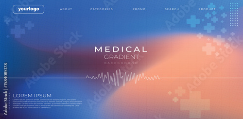 Modern medical background with waveform graphic and cross elements, ideal for health, science, or technology presentations.