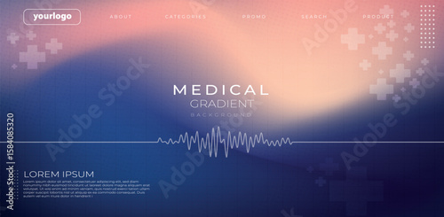 Modern medical background with waveform graphic and cross elements, ideal for health, science, or technology presentations.