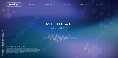 Modern medical background with waveform graphic and cross elements, ideal for health, science, or technology presentations.