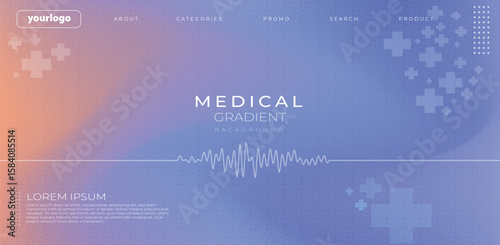 Modern medical background with waveform graphic and cross elements, ideal for health, science, or technology presentations.