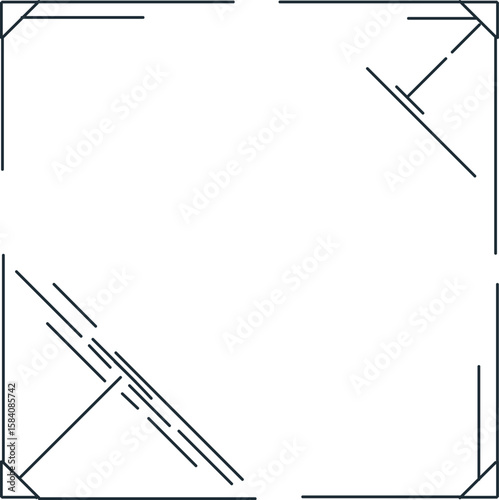 The frame consists of triangular corners and lines that delimit the empty space.