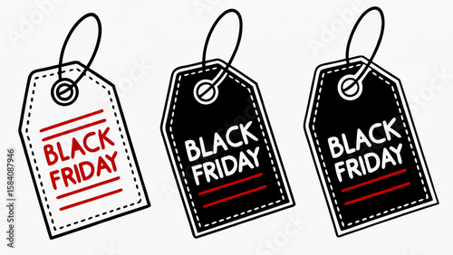 Black friday sale tags vector illustration for promotion and advertising discount offers and shopping deals event