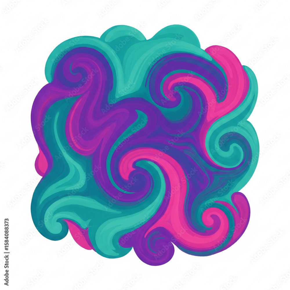 Fototapeta premium Abstract Swirl of Soft Purple and Green Fluid, Smoke, Cloud, Organic, Illusion