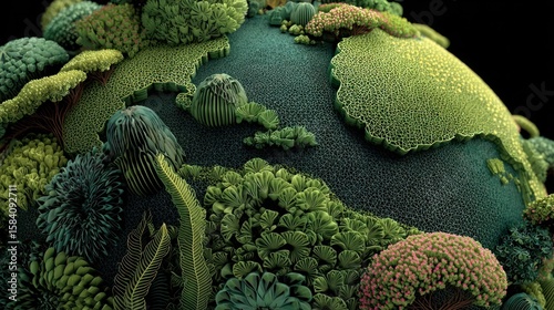 Flourishing Earth: A 3D Macrocosm of Lush Vegetation
