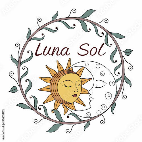 A stylized sun and moon intertwined as a symbol of duality